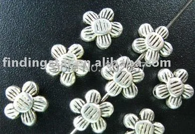 

FREE SHIPPING 450Pcs Tibetan silver lined flower spacer beads A153