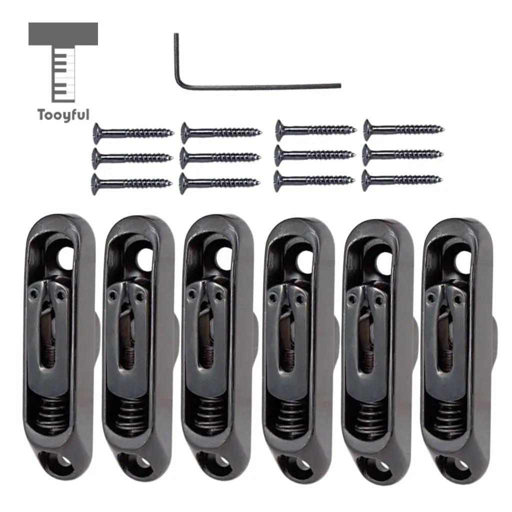 Tooyful 6 Pcs Single Individual Bridge Saddles Tailpiece with Screws Wrench Set for 6 String Electric Guitar Bass Parts