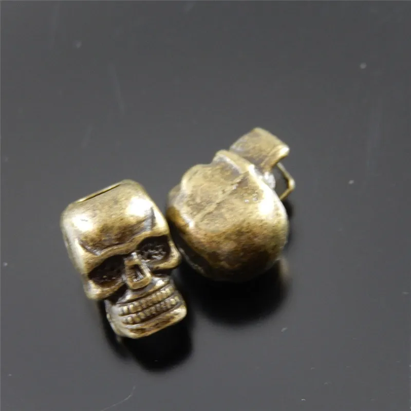 50PCS Antique Bronze Tone Mini Small Skull Skeleton Beads Jewelry Making Accessory Bracelet Necklace Component Handmade Crafts