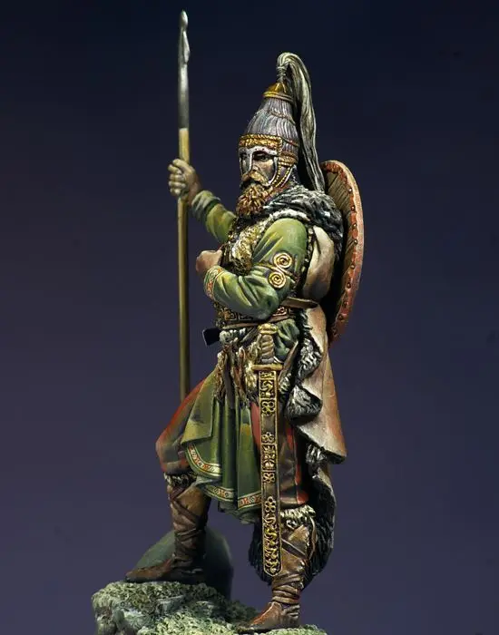1/24 75MM ancient stand Slavic Warrior  soldier  Resin figure Model kits Miniature gk Unassembly Unpainted