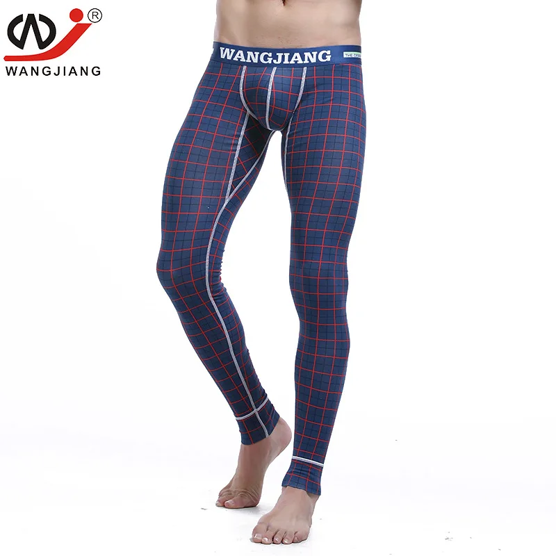 Winter Men Thermal Underwear Cotton Long John Tight Pants WANGJIANG Brand Sexy Pouch Man Warm Leggings Low Waist Sleep Bottom