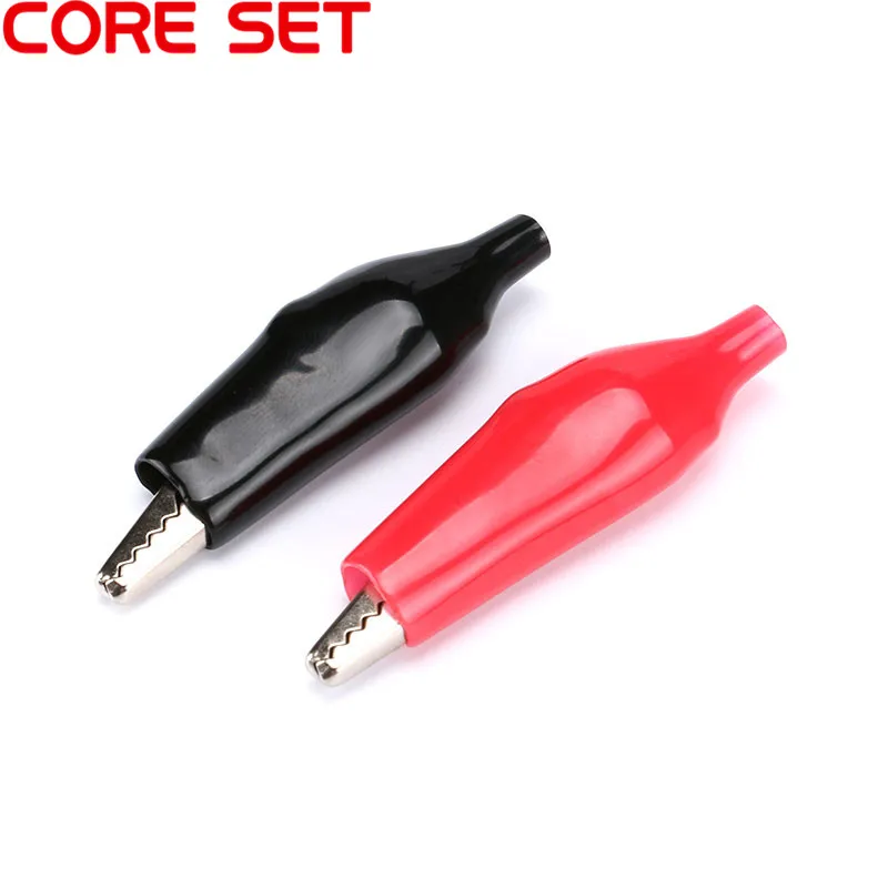 20PCS/Lot 35MM Alligator Clip Probe Metal Crocodile Electrical Clamp For Testing Meter Black And Red With Plastic Boot