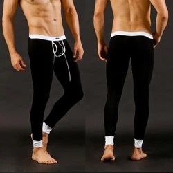 CLEVER-MENMODE Winter Pants Men Thermal Warm Long Johns Pants Autumn Tight Leggings Inner Pants Modal Underwear Pouch Pants