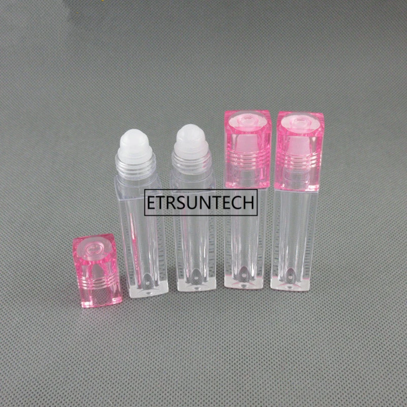 100pcs 6.5ml Pink clear lip oil Bottle Roll On Empty Fragrance Perfume Essential Oil Bottles With Ball Roller