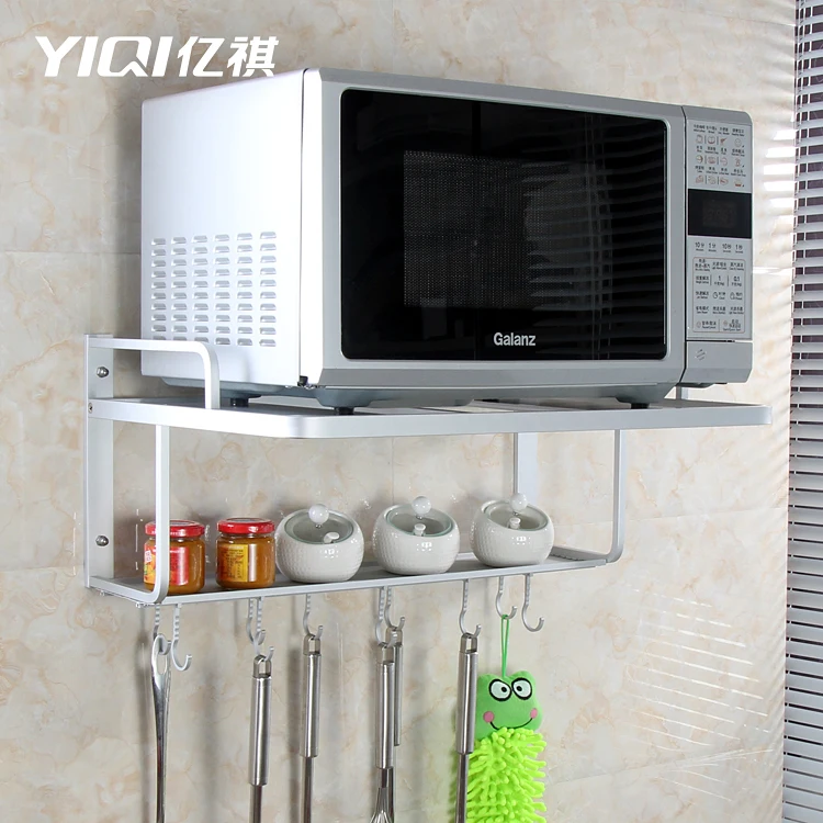 

Aluminum space microwave oven bracket light grate 2 kitchen shelf microwave oven rack storage wall