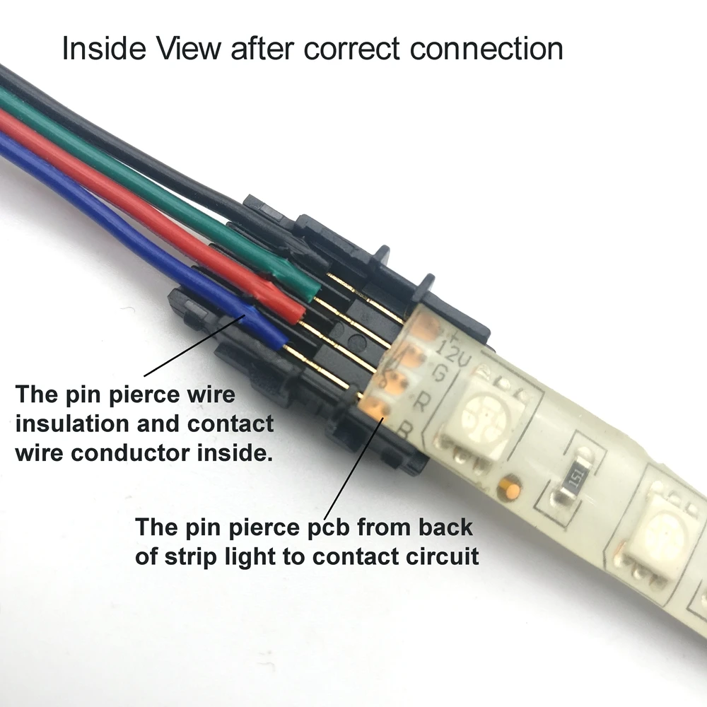 5pcs RGB LED Strip Connector 4 Pin 5050, 10mm Colorful LED Tape Light Connector for Waterproof IP65 Strip to Wire Use.