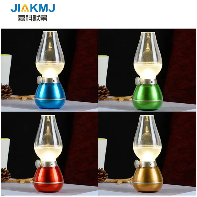 

LED Lamp for Reading Camping Flameless LED Desk Light Dimmable Blowing Control Retro Creative Kerosene Table Lamp Rechargeable