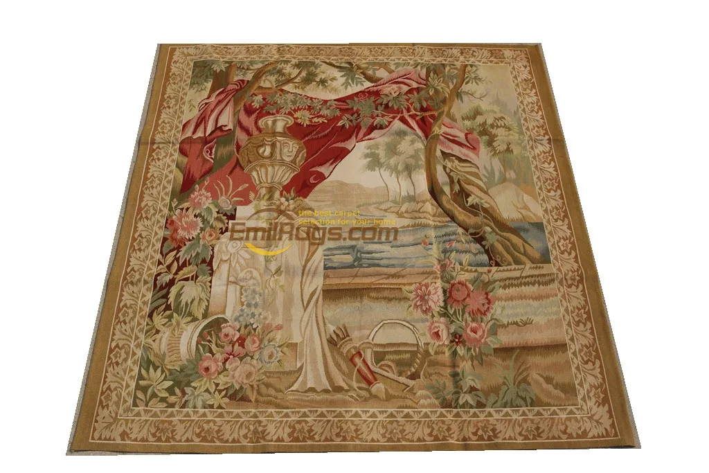 

Antique French walls tapestry Aubusson Style Hand Woven Cross Stitch Fashionable Household Decorates Circular Wool Knitting Coat