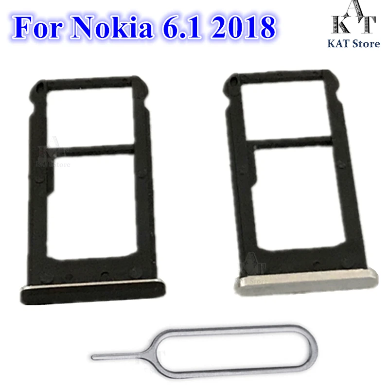 

10Pcs For Nokia 6.1 2018 Nano Sim+Micro SD Card Tray Holder Slot Socket For Nokia6.1 2018 With Eject Pin Tool Replacement Part