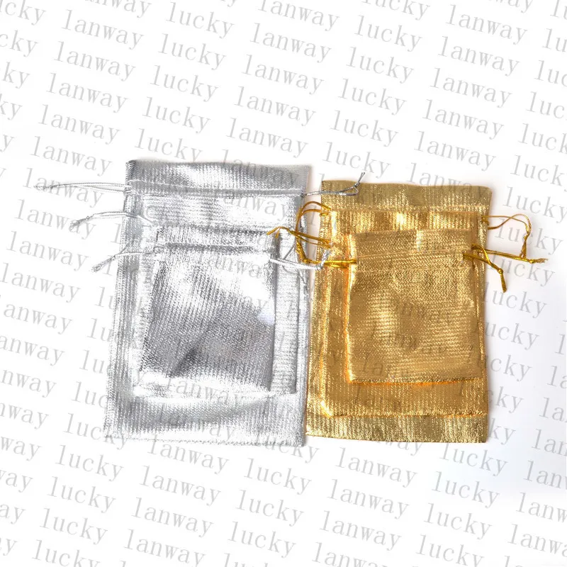 100Pcs New Adjustable Jewelry Packing Silver/Gold Colors Drawstring Velvet Bag 5x7cm,7x9cm,9x12cm,Wedding Gift Bags & Pouches