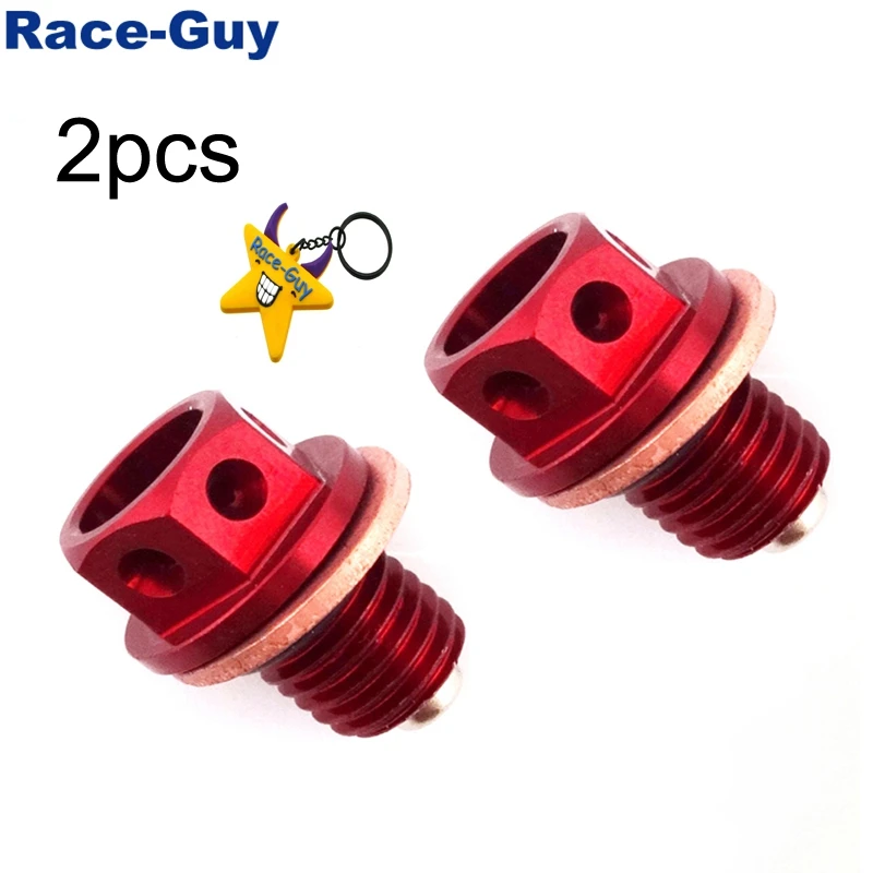 2x Red Magnetic Oil Drain Plug Bolts – For 50 70 90 110 125cc Dirt Pit Monkey Bikes & ATVs