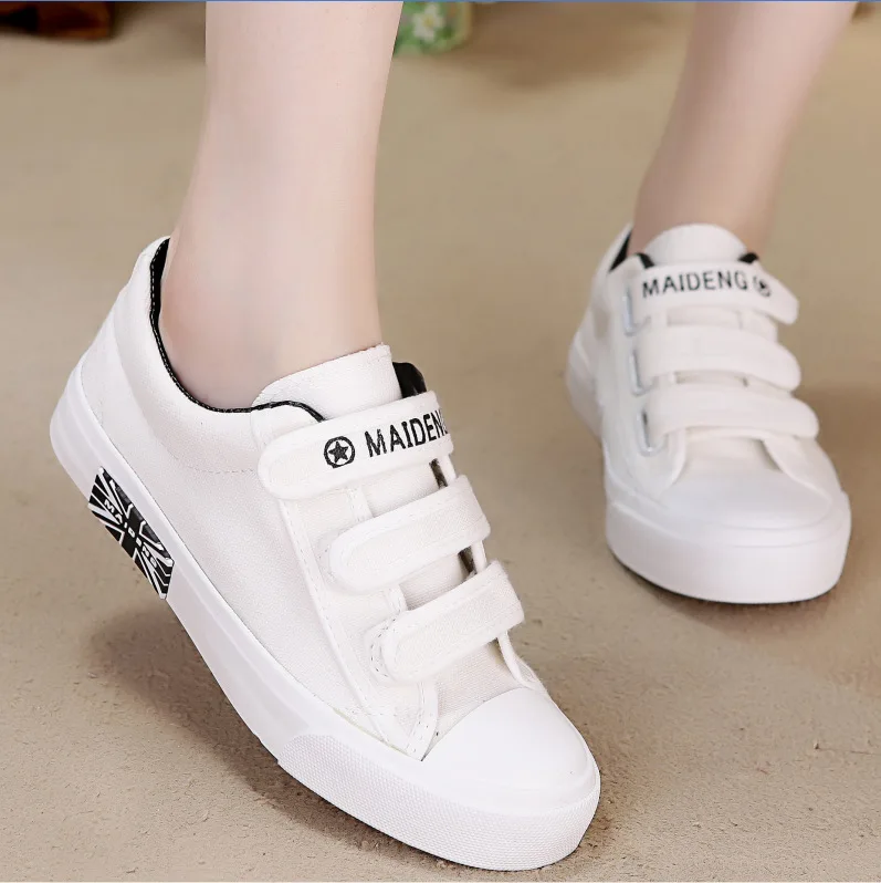 

Shengxuanny New Spring Summer breathable Girls Hook & Loop low to help canvas womens Sneakers single shoes