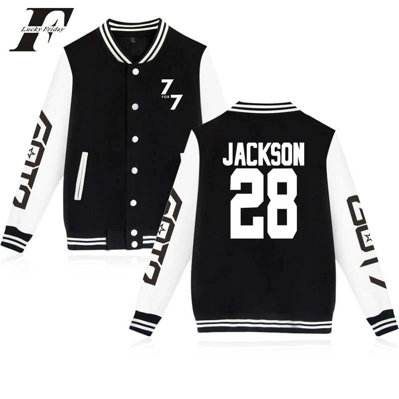 

LUCKYFRIDAYF GOT7 7for7 kpop printed Baseball Jacket men women Hoodies Sweatshirts casual Long Sleeve unisex Jackets coats tops