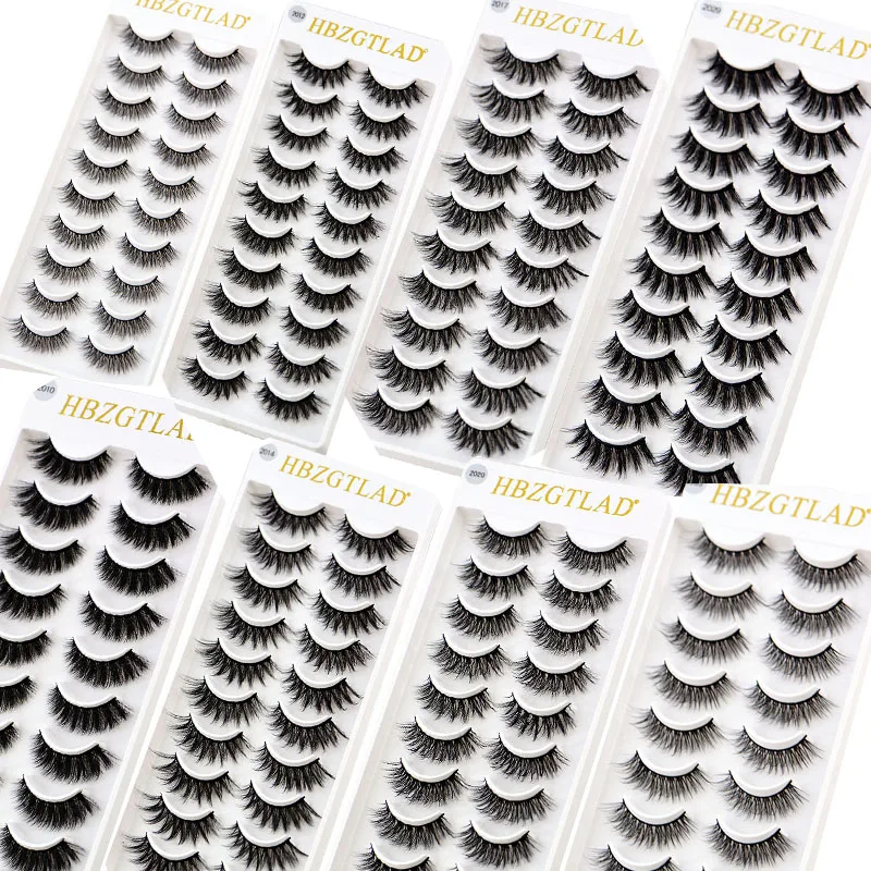 2023 NEW 10 pairs 100% Real Mink Eyelashes 3D Natural False Eyelashes 3d Mink Lashes Soft Eyelash Extension Makeup Kit Cilios