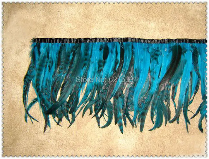 2Meters/lot!35cm Height!Quality Grizzly Iridescent Turquoise/Sky Blue COQUE TAIL FEATHER TRIM Fringe,freeshipping