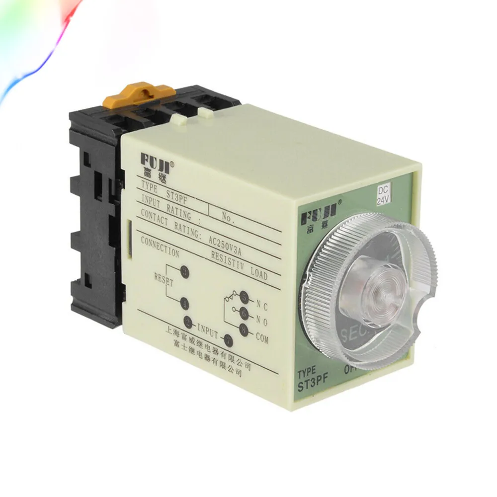 ST3PF ST3 Time relay DC12V DC24V AC110V AC220V Power Off Delay Timer Time Relay with Base Socket 8Pin 5S 10S 30S 60S 3M 10M