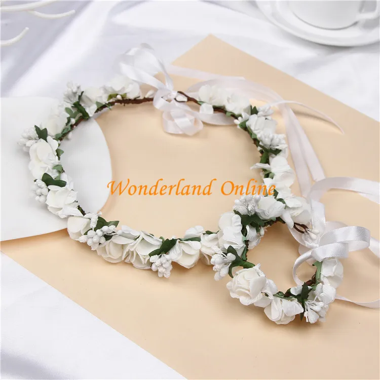 PE Rose Polsband Hoofdring voor Bruiloft Decoratie, Haar Bruidsmeisje Krans, Lood De Rol Haarband Handkleding, 13 Kleuren, 1 Set
