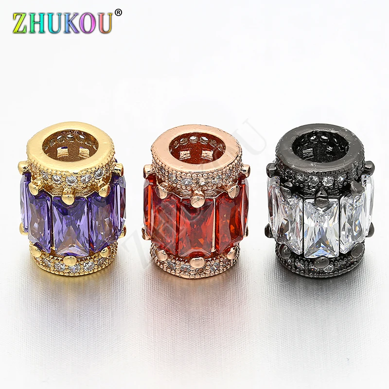 9*12mm Brass Cubic Zirconia Charms Beads DIY Women Necklace Pendant Jewelry Accessory Findings, Hole:4.8mm, Model: VZ95