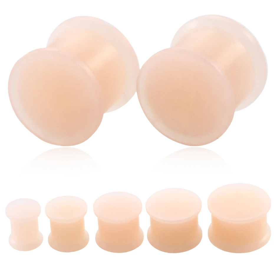 

2PCS Skin Silicone Ear Plugs Tunnels Piercings Flexible Earring Gauges Ear Stretchers Silicone Tunnels Expanders Body Jewelry