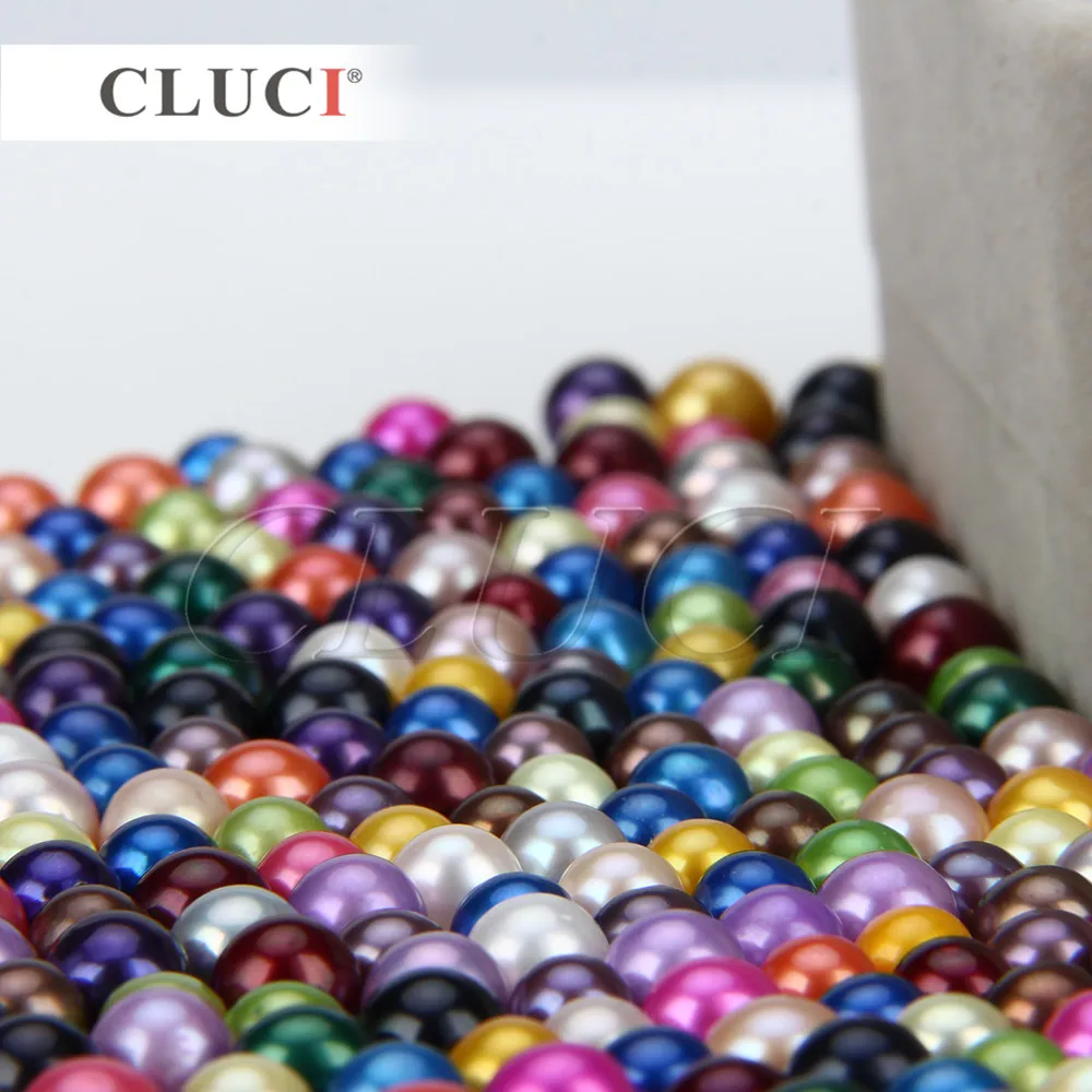 CLUCI 100pcs Wholesale 6-7mm Rainbow Colors Round Akoya Loose Bead  Quality Real Akoya Pearl Bead for Jewelry Making EF3063SB