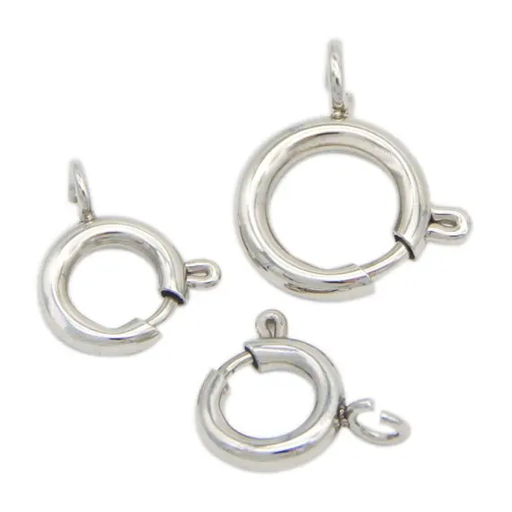 Wholesale 10pcs/lot Genuine 925 Solid Sterling Silver Findings Spring Ring Clasps Round Connector 8 9 10 12 mm