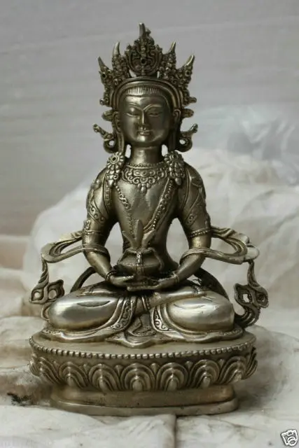 

Tibet Tibetan Buddhism Silver Bronze Vajrayana Medicine Buddha Statue Buddha