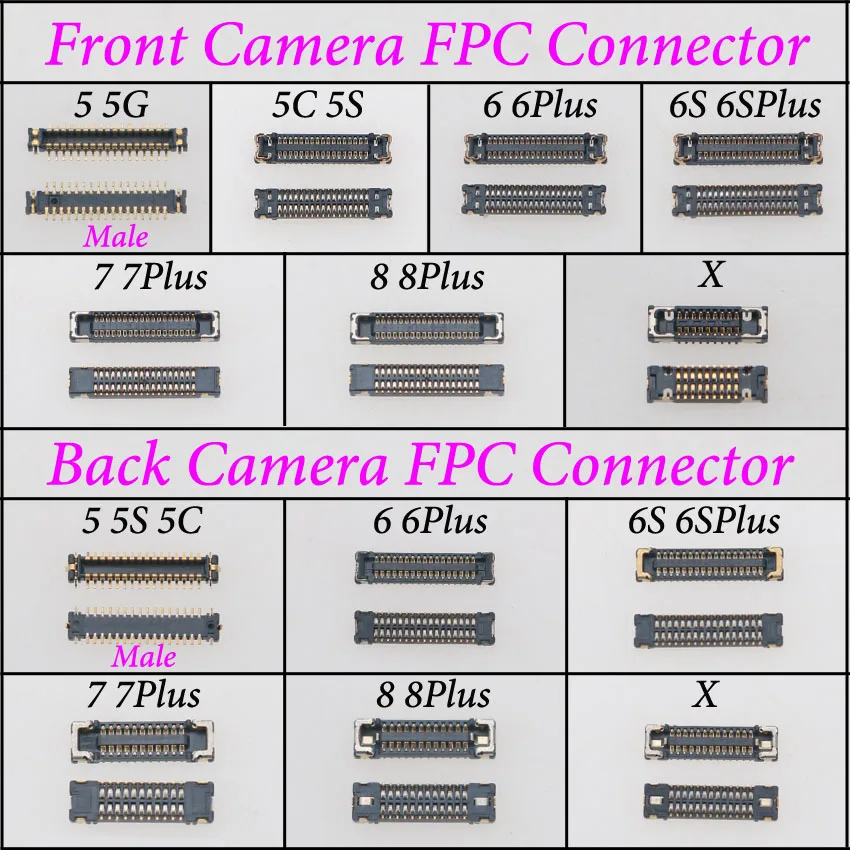 

cltgxdd Rear back & Front Camera Flex Cable FPC Plug Connector On Motherboard Mainboard For iPhone 5 5S 5C 6Plus 6SP 7 8 Plus X