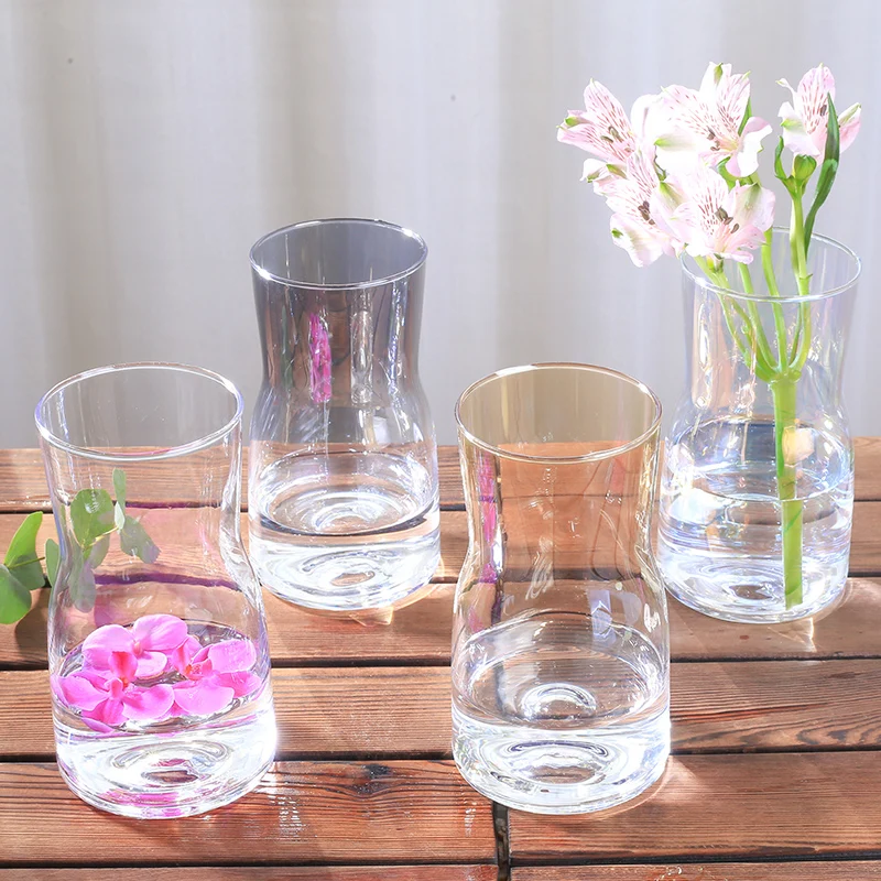 Modern Multi-Color Glass Vase Decoration Crafts Transparent Terrarium Flower Pots for Homes Weddings jarrones Decorativos