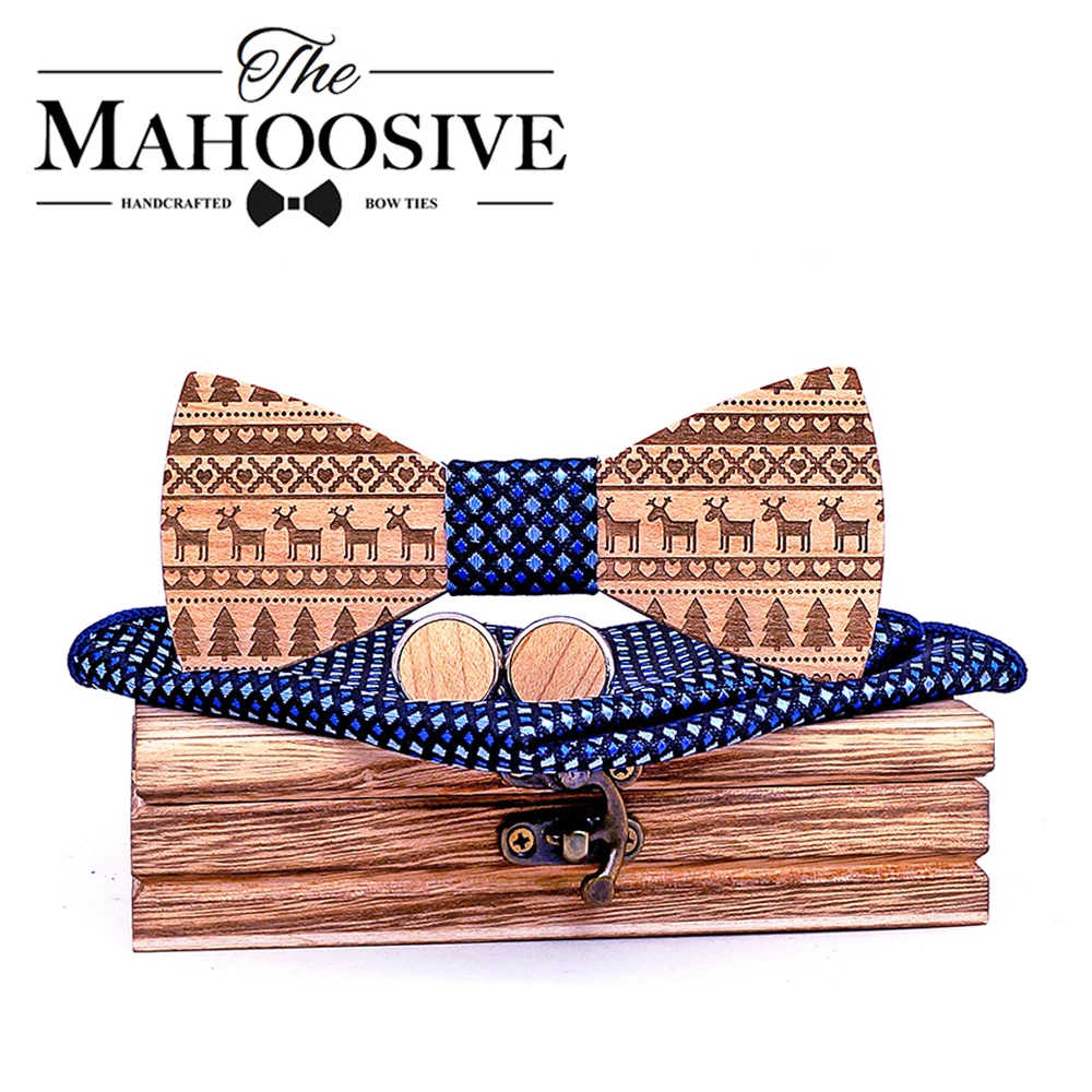 Maple Wooden Bow Ties for Men ties Wood Bowtie Handmade Butterfly Wood Bow Tie Gravata gift Cufflink handkerchief Set box