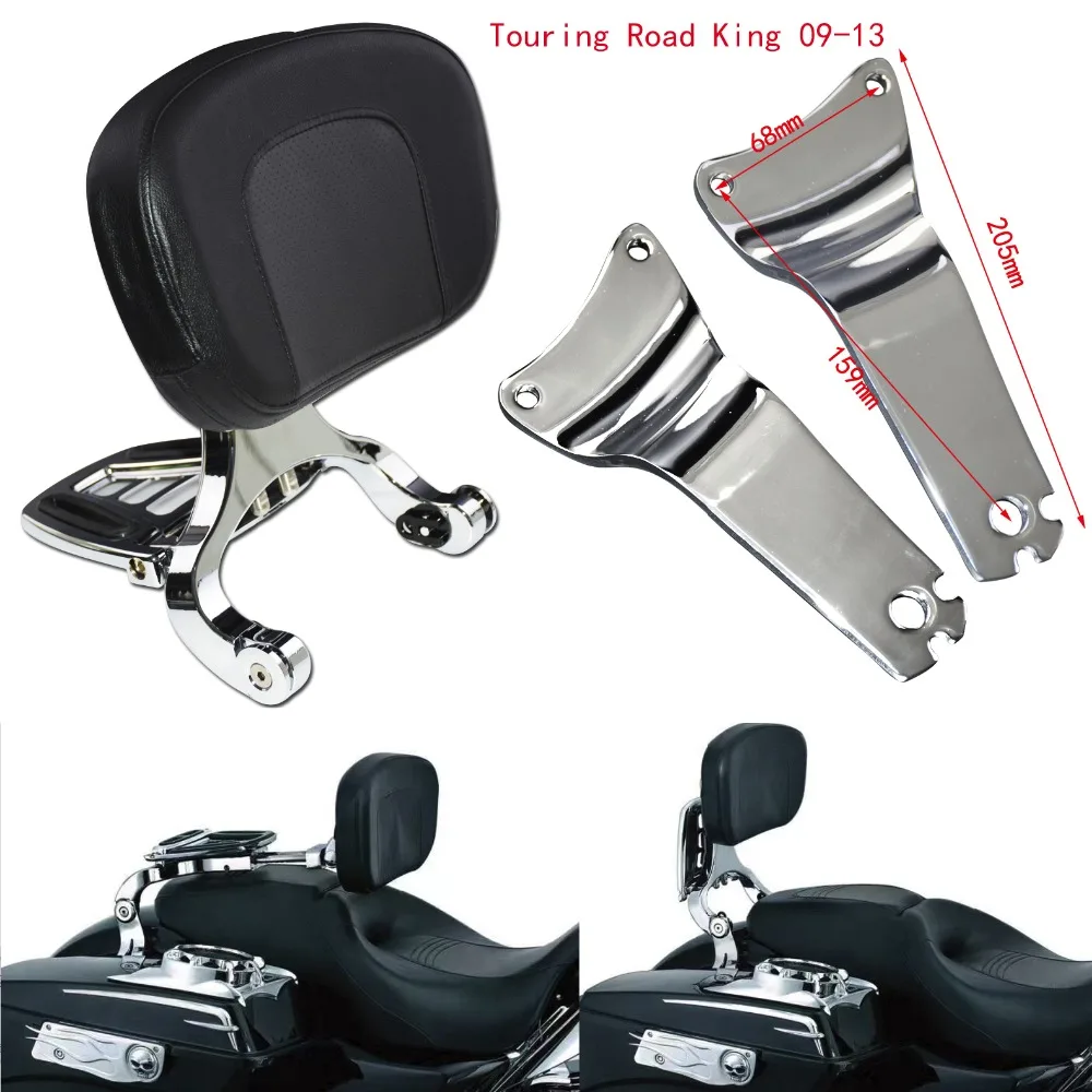 Adjustable Passenger & Driver Backrest Chrome Sissy Bar& Black Seat For Harley Softail Breakout 13-17 FLSTC 00-17 Touring 09-17