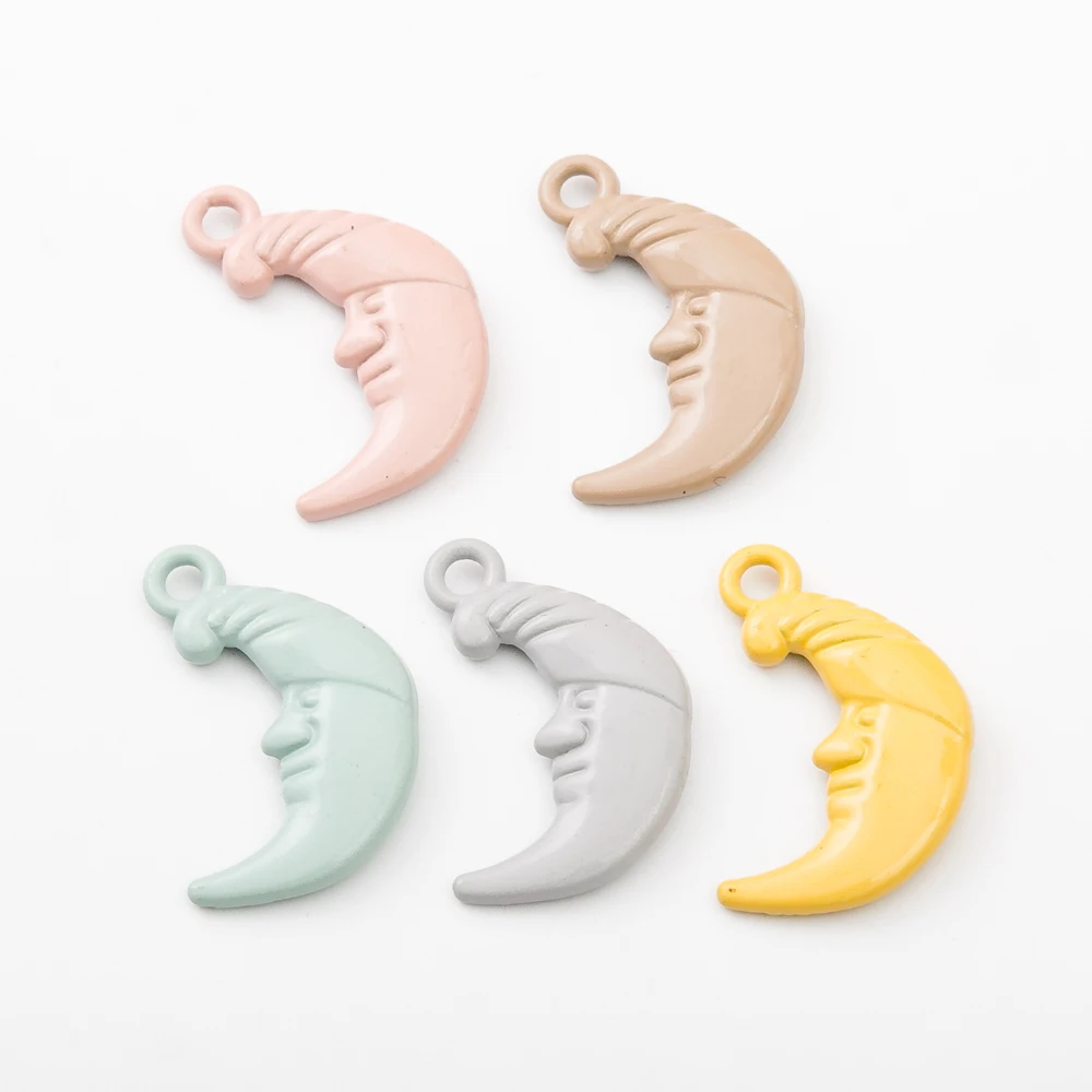 

24pcs Vintage Metal moon enamel charms for Jewelry Making 4806
