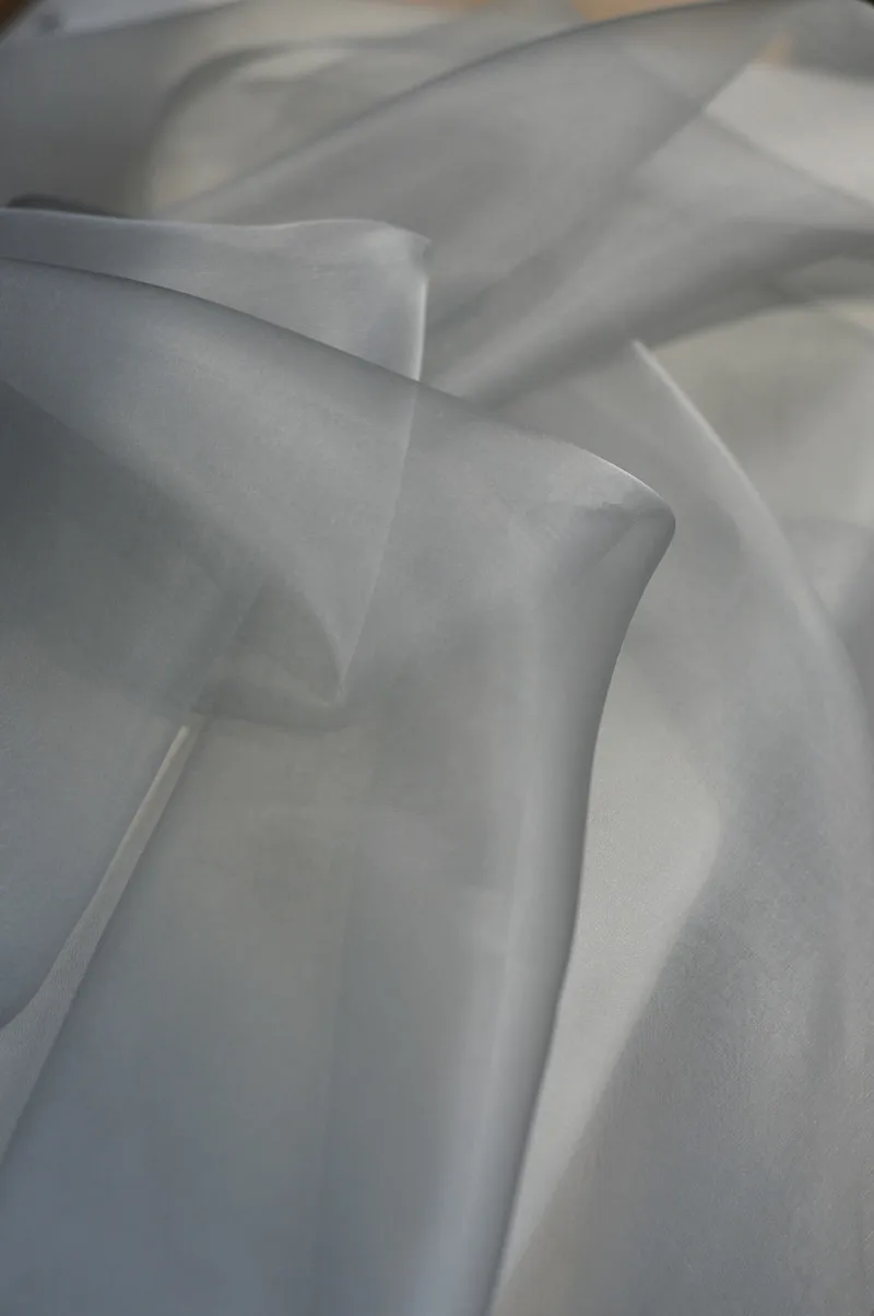 10 Meters 100% Mulberry Silk Organza Fabric  6 Mm  114 Cm Width Skin Light Grey Black White colors Small Wholesale