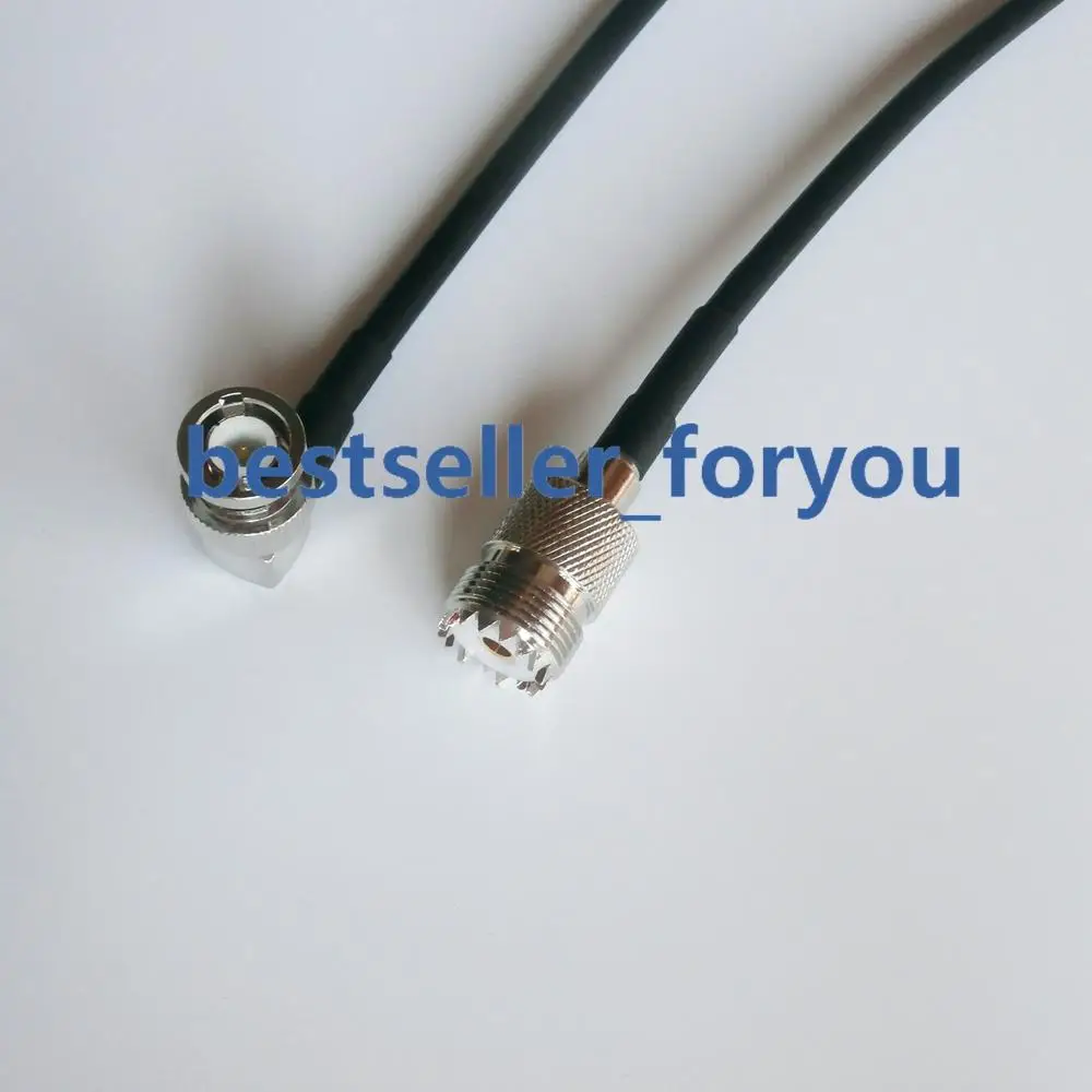 UHF female SO239 to BNC male right angle jumper pigtail coax RG58 cable 20inch