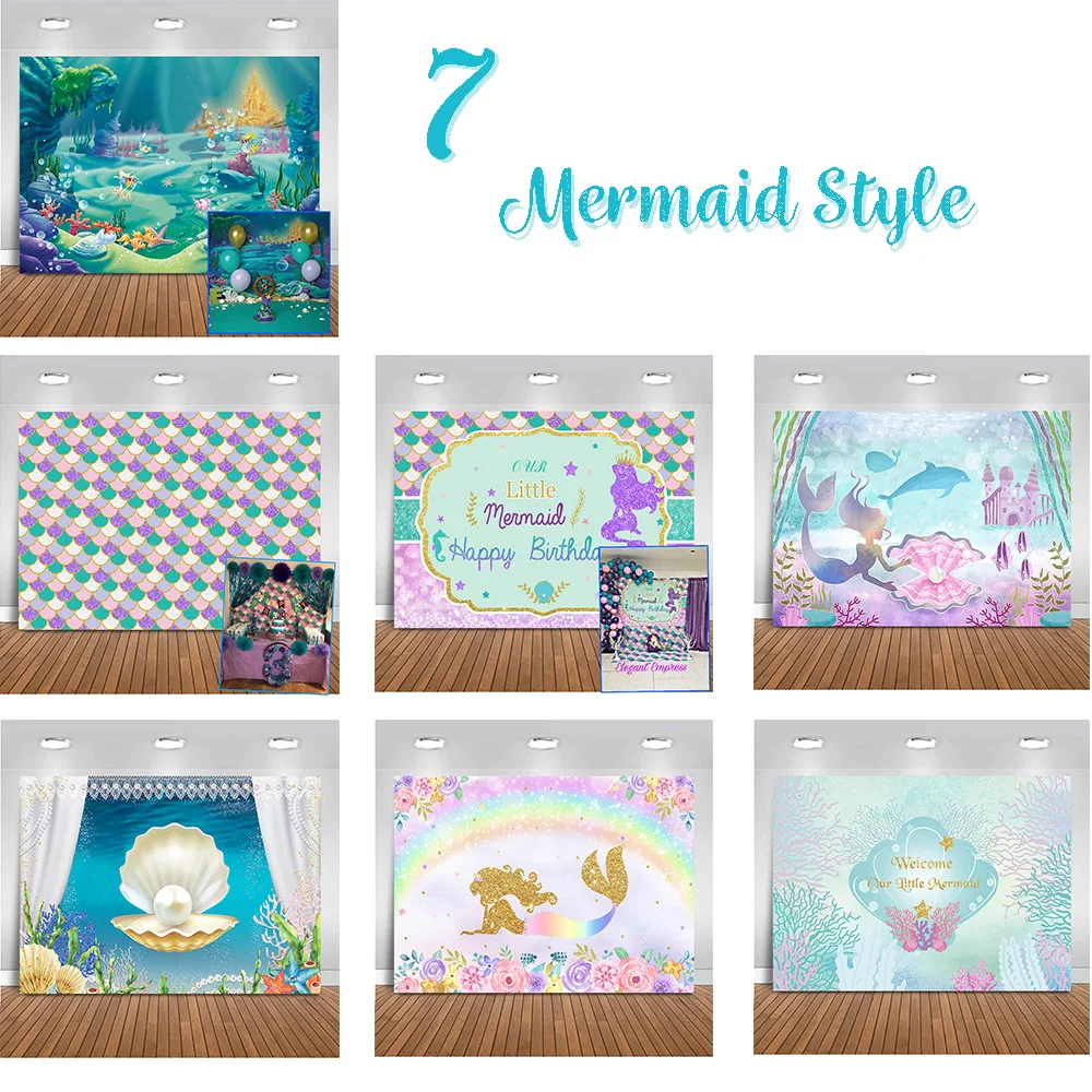 

Mermaid backdrop Under the Sea Background for Party Decoration Fish Scale Newborn Birthday Theme Parties Backdrops for Photo