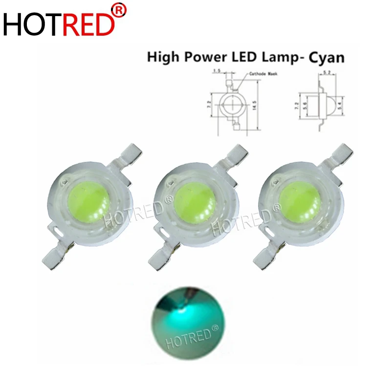 10PCS 3W Cyan Ice Blue Green High Power LED Lamp Led Emitter Light 490-495nm Diode 350-700mA For Decoration with 16/20mm PCB