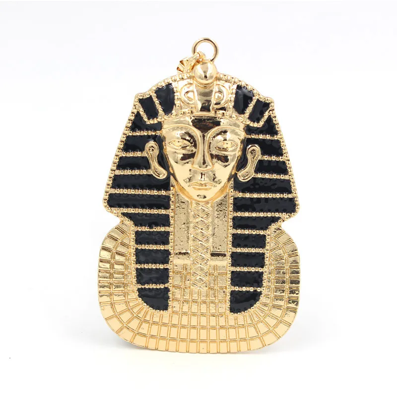 Wholesale Black Enamel Tutankhamun Classic Egyptian Pharaoh Head Pendant Necklace Hip Hop Punk Necklace Jewelry For Men Women