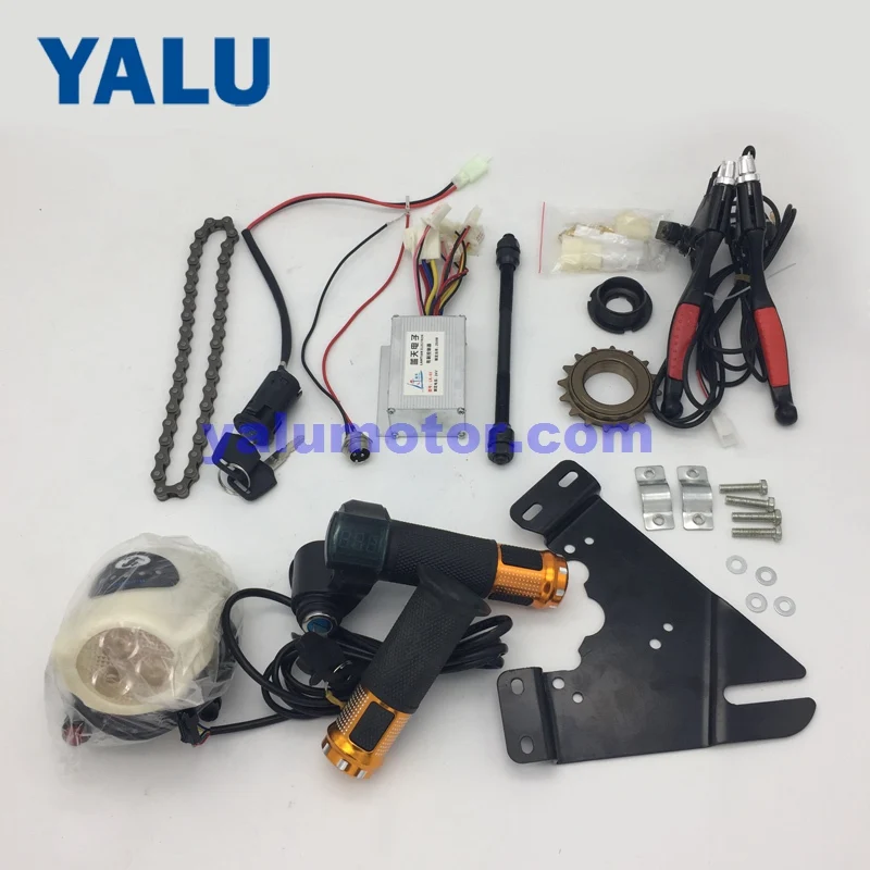 

Upgrade Electric Bicycle Brush Motor Kit Components with Controller And Throttle Handle With Battery Voltage Show And Key Switch