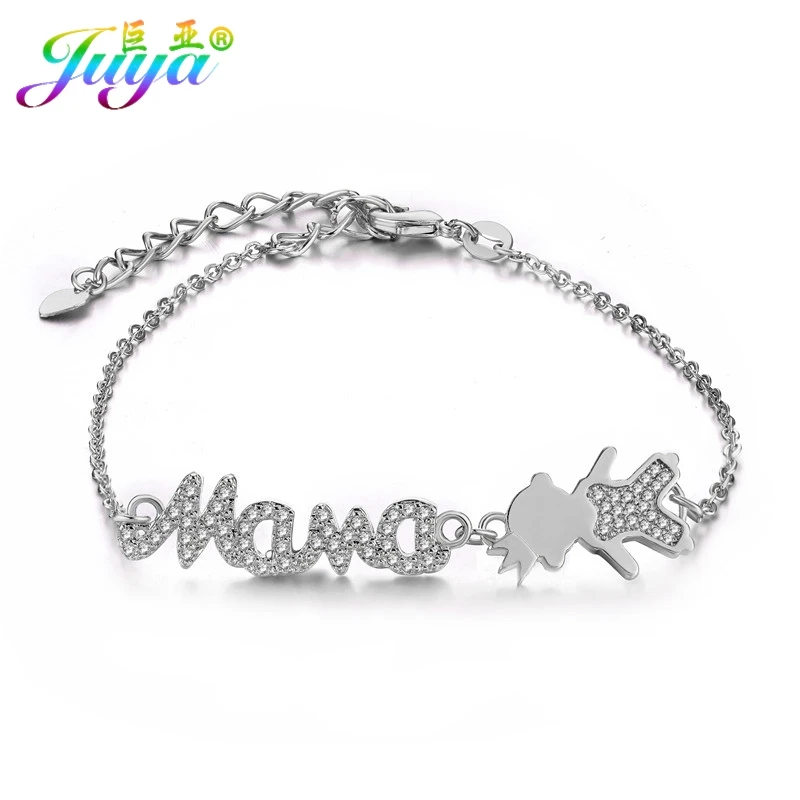 Juya Handicraft Women\'s Bracelets Supplies Mama+Boy+Girl Link Chains Bracelets For Handmade Daughter Mother\'s Day Gift Jewelry