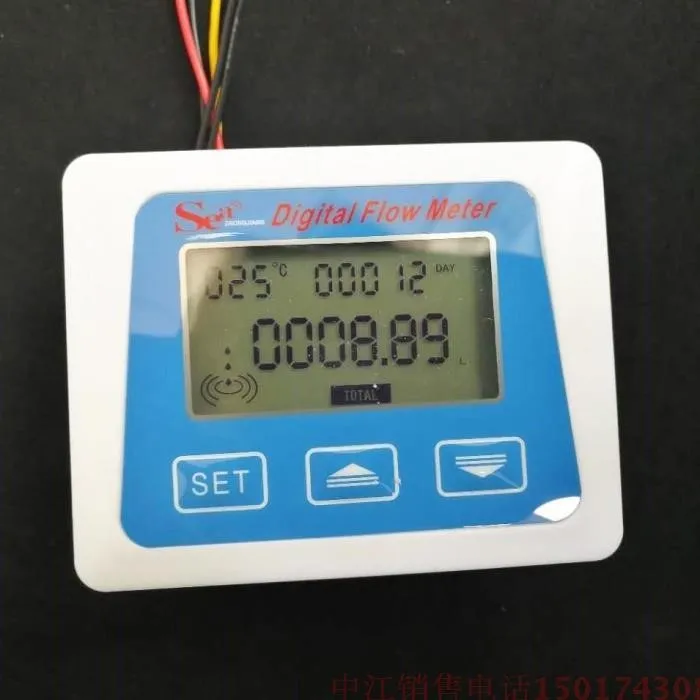 Digital Flow Meter LCD Display Digital Temperature Tester Meter Measuring Flow Senosr Total Liter Gal From ZJ-LCD-M Model