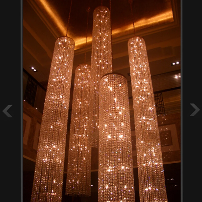 

3-8M XL XXL Long Crystal Chandelier led lustre de cristal Lighting for Project Hotel Fixtures Crystal Lighting Stair chandeliers