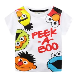 Pular meters baby boy, camiseta de verão fofa para crianças, manga curta, camiseta de desenhos animados com animais, camisetas estampadas para meninos e meninas, roupas