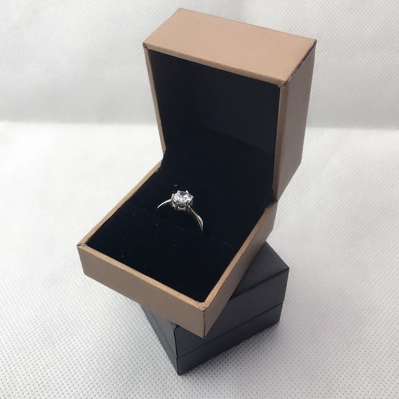 High Quality PU Leather Gift Jewelry Ring Earrings Display Box Holder Wedding Engagement Ring Storage Box Presentation Show Case