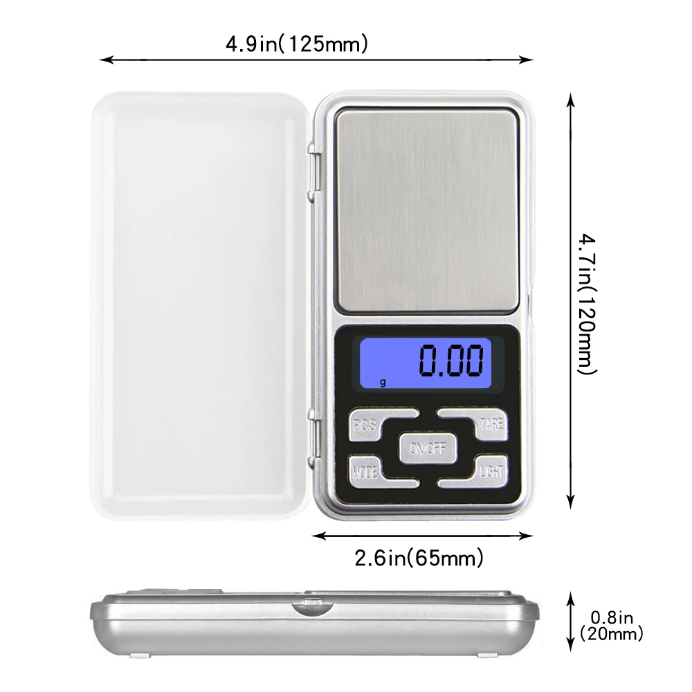 Mini Digital Scale 100/200/300/500g 0.01/0.1g High Accuracy Backlight Electric Pocket For Jewelry Gram Weight For Kitchen