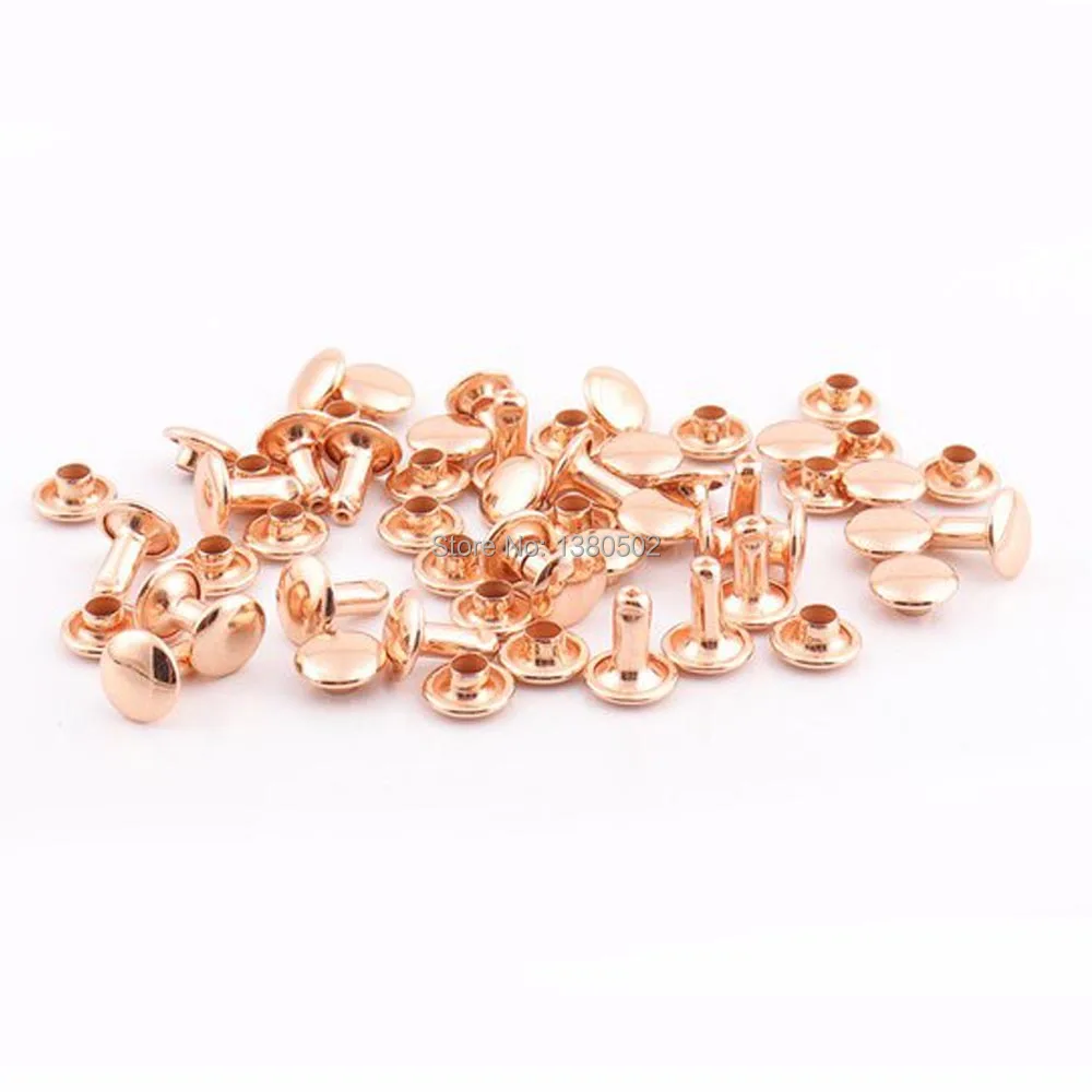 100sets 8*8/8*10mm rose god color metal round  shape Double cap Rivets Stud Collision Nail for Bag Belt shoes garment decoration