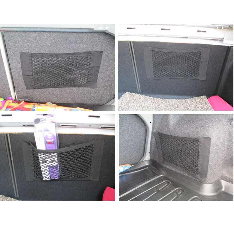 YASOKRO Car Trunk Box Storage Bag Mesh Net Bag 40cm*25CM Car Styling Luggage Holder Pocket Sticker Trunk Organizer
