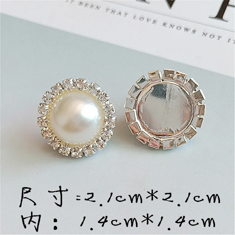 50pcs 21/18/16/14mm Silver Color Imitation Pearl Crystal Flower Shape Charm DIY for Handmade Wedding Jewelry Making wholesale