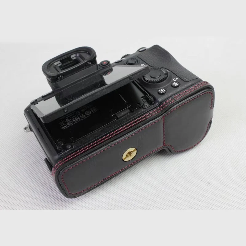 PU Leather Camera Case Half Bag Cover For Sony ILCE-9 A9 A7RM3 A7RIII A7R MarkIII A7R3 A73 A7M3 A7III With Battery Opening