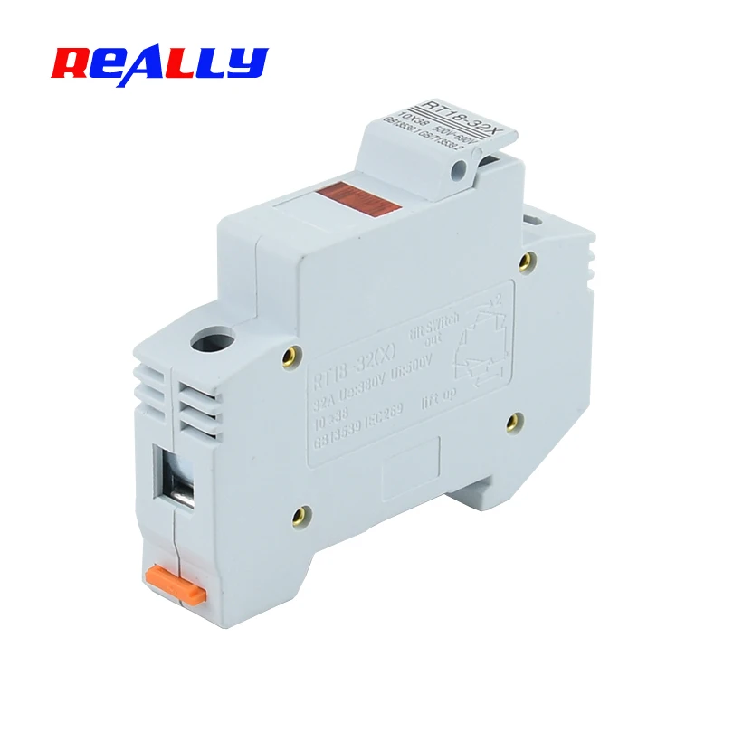 Prawdziwie 1 szt. RT18-32X AC 380V 1-biegunowy uchwyt bezpiecznikowy na szynę DIN 10x38mm, pasuje do bezpieczników 10 x 38 RO15 RS15