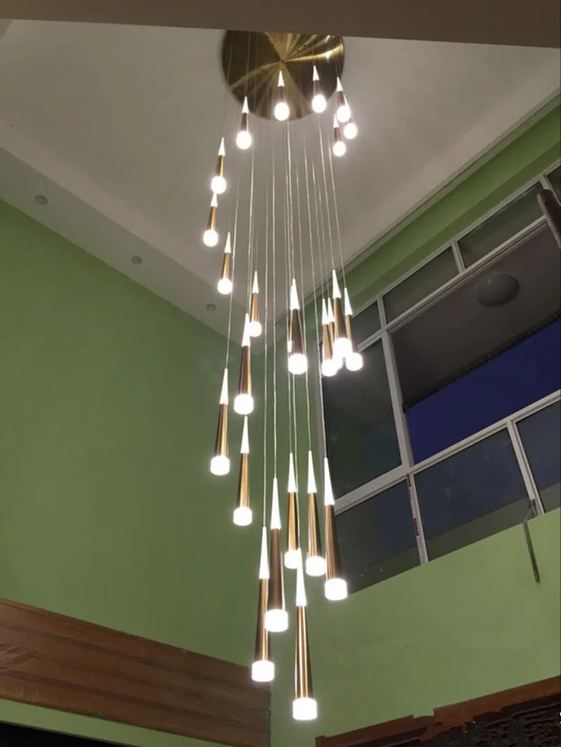 Hotel 25-36 Pcs Led luminaria Aluminum cone Pendant Lights Hanging Lustre Light For Living Room Long Spiral Led Home Lighting