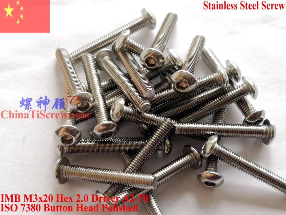 ISO 7380 Stainless Steel M3 screws M3x14 M3x16 M3x18 M3x20 Button Head Hex 2.5 Driver A2-70 Polished 50 pcs QCTI Screw